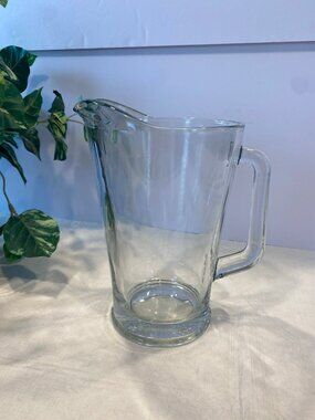 Heavy Clear Glass Beverage Beer Serving 9” Pitcher 2 QT